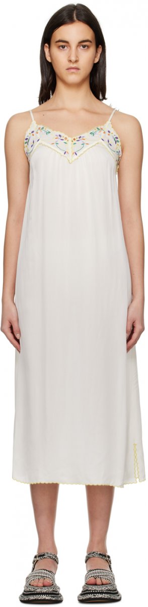 Белое платье-миди с вышивкой See by Chloé