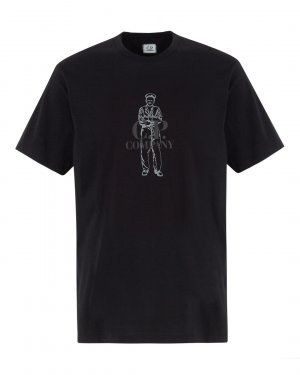 Хлопковая футболка C.P.Company. Цвет: черный+серый