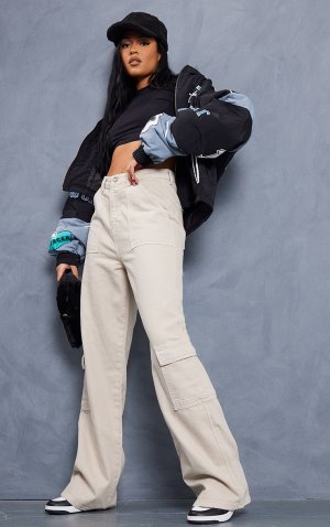 Мешковатые широкие джинсы с карманами-карго Tall Oatme PrettyLittleThing