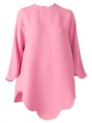 Платье-туника с волнистым подолом Valentino. Цвет: розовый и фиолетовый