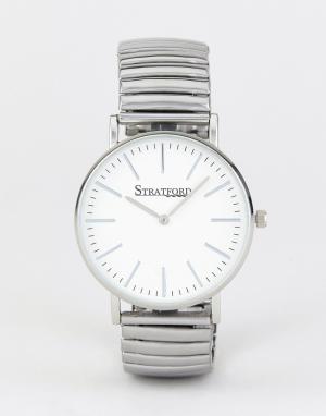 Часы с белым циферблатом и серебристым ремешком -Серебряный Stratford
