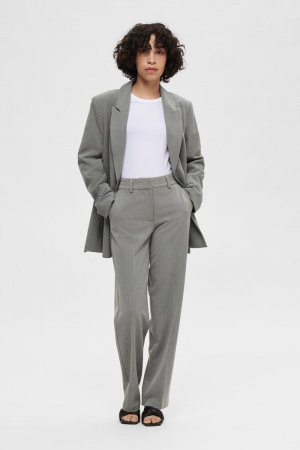 Костюмные брюки с полосками из переработанных материалов. , серый Selected Femme