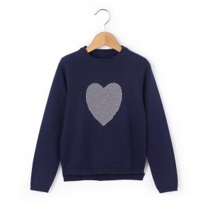 Пуловер с рисунком сердце 3-12 лет R essentiel. Цвет: синий морской