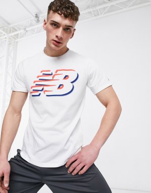 Белая рубашка с графическим логотипом из технологичной ткани Running-Белый New Balance