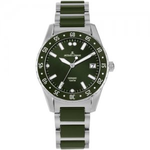 Наручные часы , зеленый, серебряный JACQUES LEMANS. Цвет: зеленый