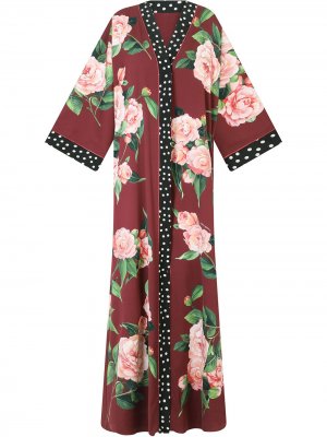 Длинное платье с цветочным принтом Dolce & Gabbana. Цвет: красный