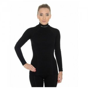 Термобелье футболка женская дл. рукав Wool Merino 78% черный M Brubeck. Цвет: черный