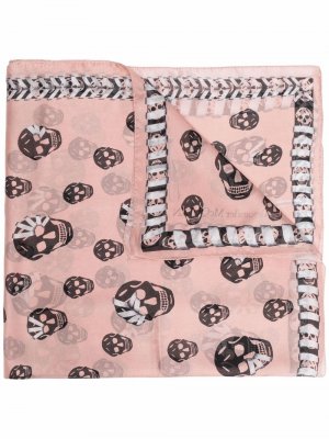 Шелковый платок с принтом Skull Alexander McQueen. Цвет: розовый