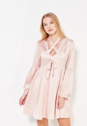 Платье LOST INK LACE UP DRESS FIT AND FLARE. Цвет: розовый