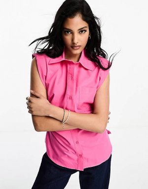 Ярко-розовая рубашка без рукавов со сборками по бокам ASOS DESIGN