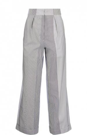 Широкие брюки прямого кроя в полоску Ports 1961. Цвет: голубой
