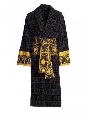 Банный халат с логотипом в стиле барокко , черный Versace