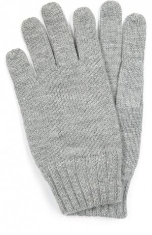 Шерстяные перчатки с вышивкой Polo Ralph Lauren. Цвет: серый