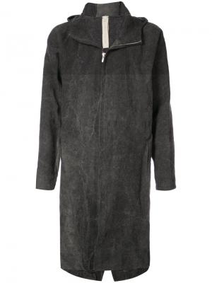 Длинное пальто с капюшоном A Diciannoveventitre. Цвет: чёрный