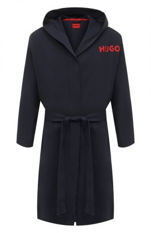 Хлопковый халат HUGO. Цвет: синий