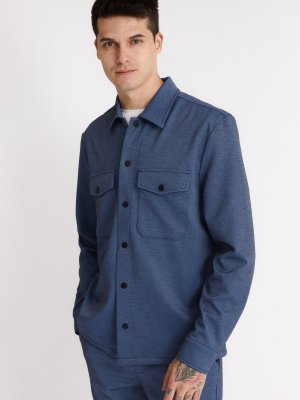 Верхняя куртка-рубашка с длинным рукавом и нагрудными карманами zolla. Цвет: синий