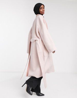 Кремовое шерстяное пальто с поясом -Белый French Connection