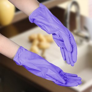 Перчатки хозяйственные защитные доляна, суперпрочные, размер l, пвх, 85 гр, цвет фиолетовый Доляна