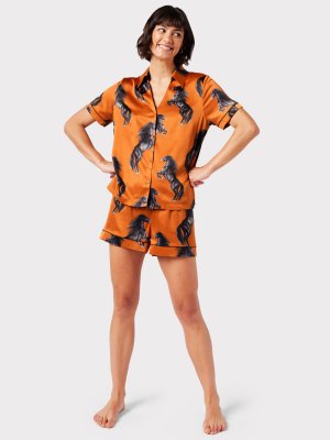Пижамный комплект с шортами и принтом , оранжевый Chelsea Peers