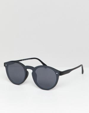 Круглые солнцезащитные очки с черными стеклами New Look. Цвет: черный