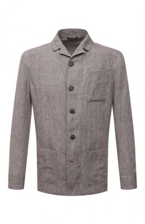 Льняной пиджак Giorgio Armani. Цвет: коричневый