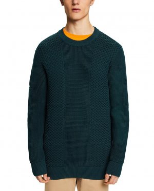 Мужской свитер обычного кроя из смесового хлопка в горошек , зеленый Esprit