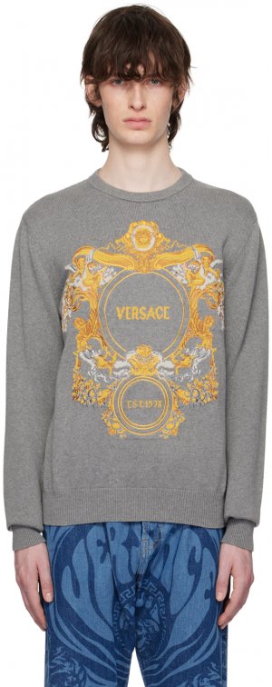 Серый свитер в стиле барокко Versace