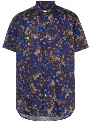 Рубашка с короткими рукавами и цветочным принтом Department 5. Цвет: синий