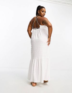 Белое пляжное летнее платье с бретелями Esmee Plus Curve