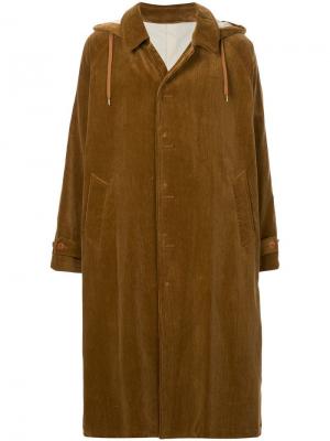 Вельветовое пальто с капюшоном 08Sircus. Цвет: коричневый