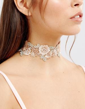 Ожерелье-чокер ограниченной серии с цветочной вышивкой ASOS. Цвет: мульти