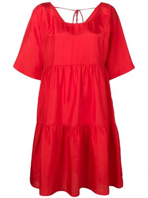 Ярусное платье с короткими рукавами P.A.R.O.S.H.. Цвет: красный