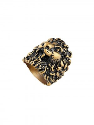 Кольцо с головой льва Gucci. Цвет: золотистый