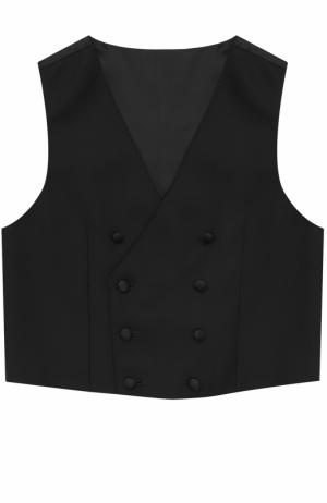 Двубортный жилет из смеси шерсти и вискозы Dolce & Gabbana. Цвет: черный