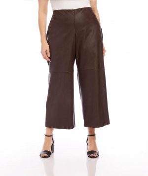 Укороченные брюки из веганской кожи больших размеров, коричневый Karen Kane