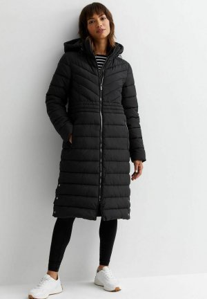 Зимнее пальто LIGHTWEIGHT LONGLINE HOODED PUFFER , цвет black New Look