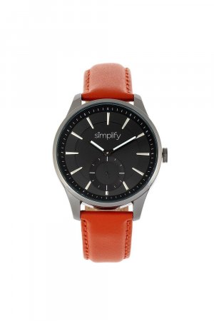 Часы серии 6600 с кожаным ремешком , оранжевый Simplify