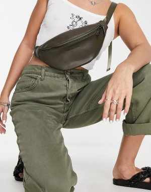 Темно-оливковая кожаная сумка-кошелек на пояс Smith & Canova-Зеленый цвет And Canova