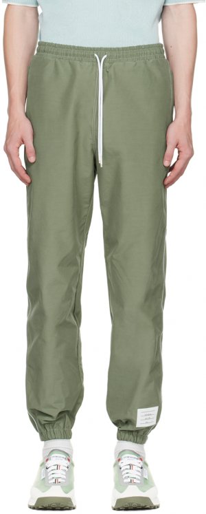 Зеленые брюки для отдыха с контрастной отделкой Thom Browne