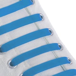 Набор шнурков для обуви, 6 шт, силиконовые, плоские, 13 мм, 9 см, цвет голубой неоновый ONLITOP