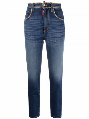 Укороченные джинсы с цепочным декором Dsquared2. Цвет: синий