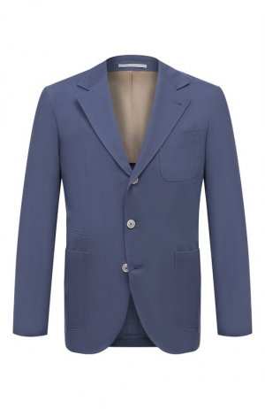 Хлопковый пиджак Brunello Cucinelli. Цвет: синий