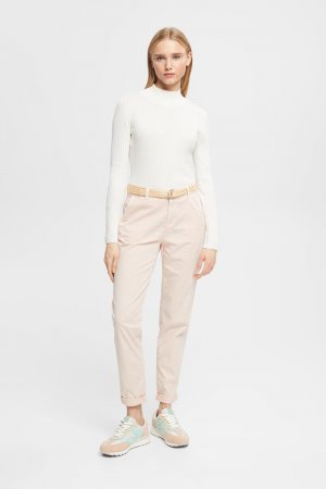 Базовые брюки-чиносы с плетеным поясом , розовый Esprit