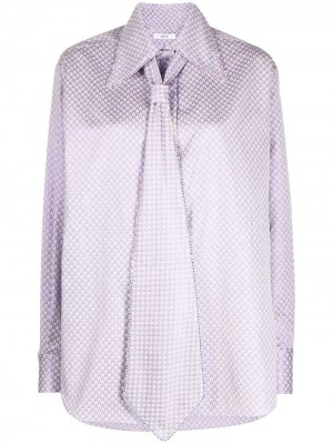 Рубашка с завязками и узором AREA. Цвет: фиолетовый