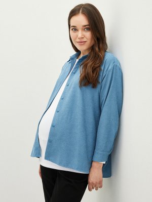 Простая бархатная рубашка для беременных с длинным рукавом и застежкой на пуговицах спереди LC Waikiki Maternity