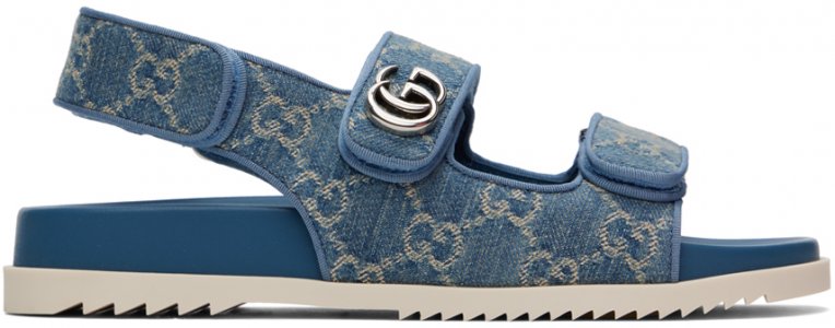Синие джинсовые сандалии с двойными буквами G Gucci