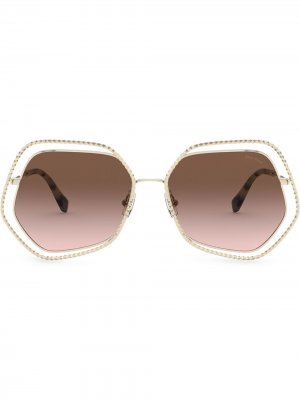 Солнцезащитные очки La Mondaine в массивной оправе Miu Eyewear. Цвет: золотистый