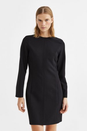 Короткое платье с длинными рукавами , черный H&M