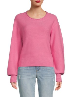 Кашемировый свитер Emelita Loveshackfancy, цвет Vivid Pink LoveShackFancy