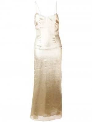 Длинное платье с блестящей отделкой De La Vali. Цвет: золотистый